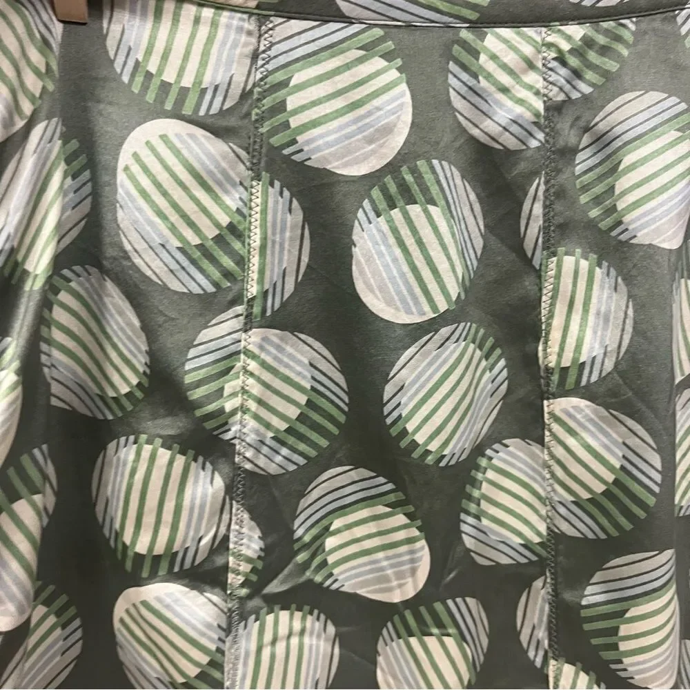 Amanda Smith midi Green Polka Dot silk Skirt Sz 14